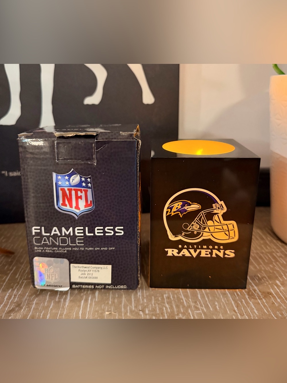 New in box 2 NFL flameless candles BALTIMORE ravens